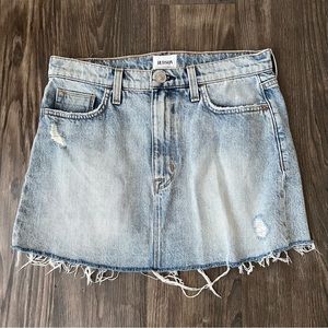 Hudson Jeans Vivid Light Wash Distressed Mini Skirt with Raw Hem